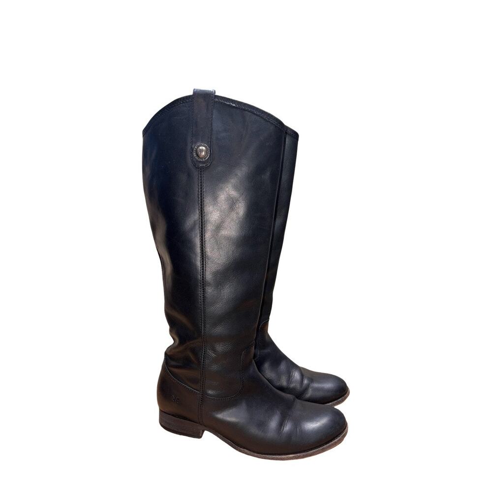 FRYE Melissa Button Black Leather Riding Boots    Size: 7.5B